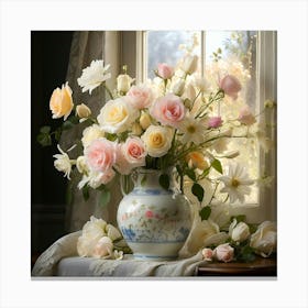 Roses In A Vase 1 Canvas Print