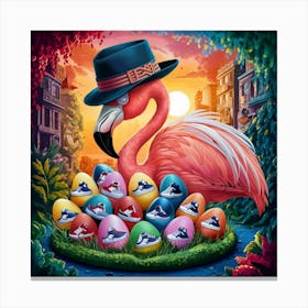 A Vibrant And Whimsical Artwork Featuring A Flamin Wi4hndsormsudgi9fmqwra Ti4lfkdaqnczrv765krh8g Canvas Print