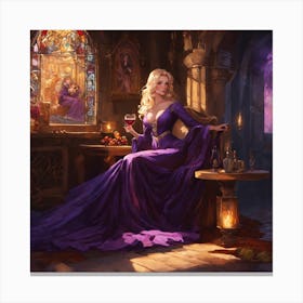 Middle Aged Old Countess Blonde Medieval In A Room Canvas Print