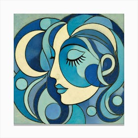 woman portrait blue pop art  Canvas Print