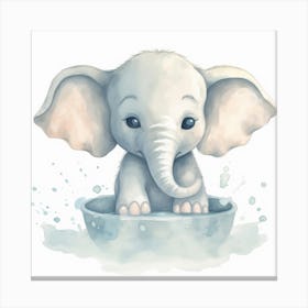 Baby Elephant In A Bowl Canvas Print