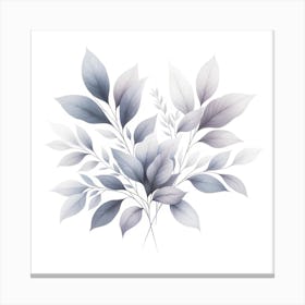 Gray And White Leaves Canvas Print