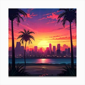 Sunset In Miami 1 Canvas Print