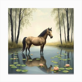 Horse In Water 11 Canvas Print