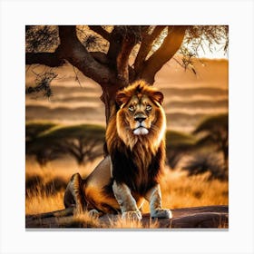 Lion In The Savannah 34 Canvas Print