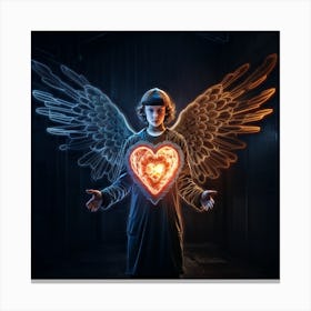 Angel Holding A Heart Canvas Print