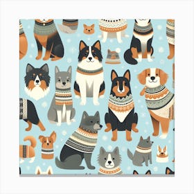 Scandinavian style,Pattern with dogs Canvas Print