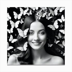 Beautiful Woman With Butterflies 6 Canvas Print