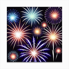 Fireworks On Black Background 1 Canvas Print