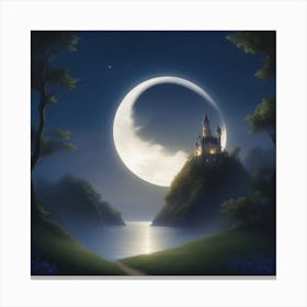 Castle In The Moonlight Canvas Print