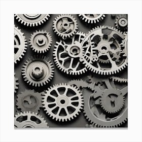 Gears On Black Background 9 Canvas Print