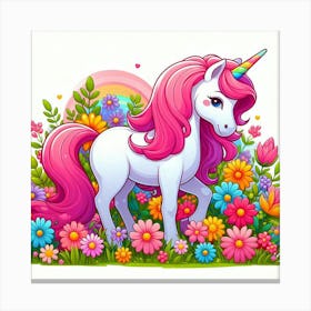 Unicorn In The Garden Canvas Print