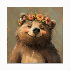 Bear In A Flower Crown 2 Stampe su tela