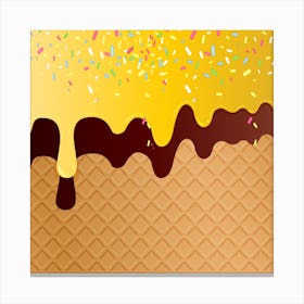 Ice Cream Waffle Vector Canvas Print