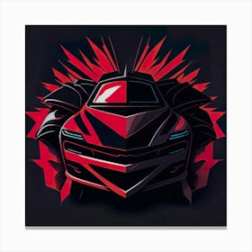 Car Red Artwork Of Graphic Design Flat (47) Canvas Print