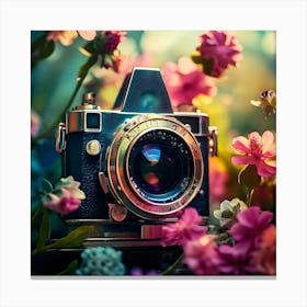 Vintage Camera With Flowers 1 Canvas Print