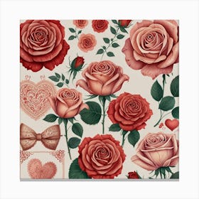 Valentine'S Day Roses Canvas Print