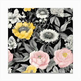 Black And Yellow Flowers Canvas Print