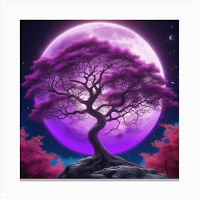 Fire Tree Purple On Moon Canvas Print