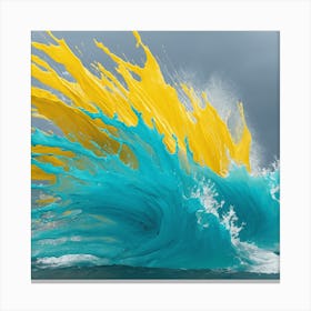 Blue And Yellow Splash  Abstract Painting Canvas Print