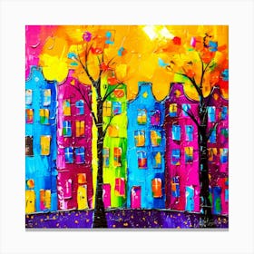 Cities In England - Colorful Row Houses Canvas Print