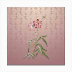 Vintage Peach Leaf Rose Botanical on Dusty Pink Pattern n.2036 Canvas Print