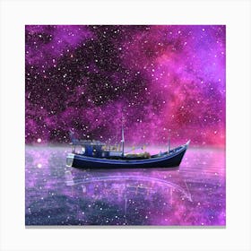 Boat Fisherman Ship Sea Ocean Milky Way Night Nature Universe Space Galaxy Lake Water Canvas Print