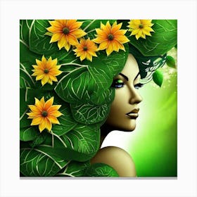 Woman With Flowers In Her Hair 1 Canvas Print