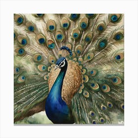 Peacock Watercolor  Canvas Print