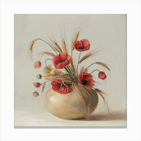 Poppies In A Vase Canvas Print