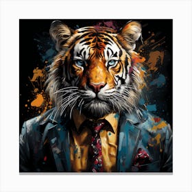 Tiger In Business Suit Canvas Print