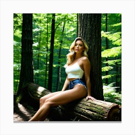Beautiful Young Woman In The Forest 1 Canvas Print