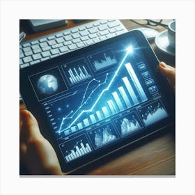 Tablet Pc With Graphs 1 Canvas Print