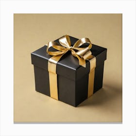 Black Gift Box With Gold Ribbon 2 Canvas Print