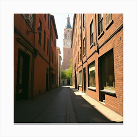 Narrow Alley With Clock Tower Stampe su tela