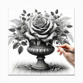 Black And White Roses 1 Canvas Print