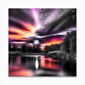 Sunset Over The River 1 Canvas Print