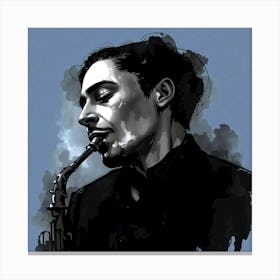 Saxophone Player Painting Portrait Canvas Print