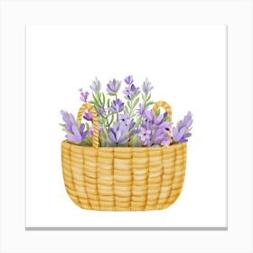 Lavender Flowers In A Basket Canvas Print