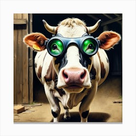 Cow With Goggles 6 Canvas Print