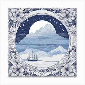 Ship In The Night Sky Canvas Print