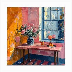 Table With Flowers Canvas Print