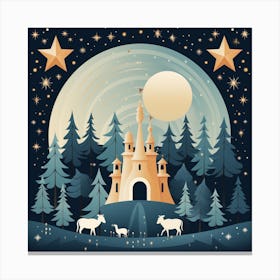 Christmas Castle In The Forest Canvas Print