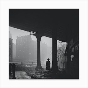 Man Walking Under A Bridge Canvas Print