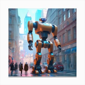 Robot In The City 68 Canvas Print