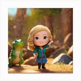 Girl and her dragon Canvas Print