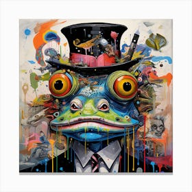 Frog with hat Canvas Print