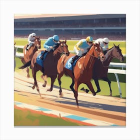 Horse Race Illustration Canvas Print