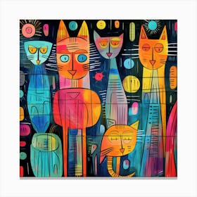 Cats In The Night 1 Canvas Print