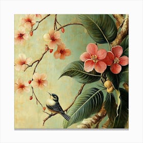 Bird On A Branch Art 4 Canvas Print